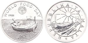 Malta, Republic, 2 Pounds Silver 1981, F.A.O. - World Food Day, KM 52, B.UNC