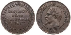 France, Second Empire, Medallic Coinage, Napoleon III, 10 Centimes Bronze 1854, Monument of Napoleon erected, KM M25 (Paris), VF+