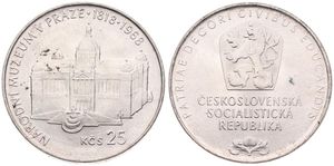 Czechoslovakia, Socialist Republic, 25 Korun Silver ND (1968), 150th Anniversary of the National Museum in Prague, KM 64, A.UNC
