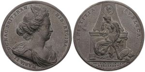 Great Britain, Kingdom, Maria II, Medal in Tin 1694 by J. Luder, Death of Queen Mary II, Bust of Mary II right / Britannia seated - Medaillon above - Shield, Crown & anchor on the ground, XF