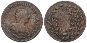 Luxembourg, Grand Duchy, Maria Theresia, 2 Liards Copper 1757, Bust right, KM 2, A.VF