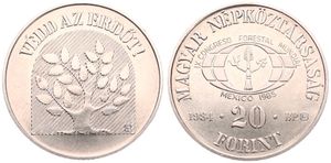 Hungary, Peoples Republic, 20 Forint Copper-Nickel 1984, Forestry for Development, KM 637, UNC