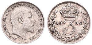 Great Britain, Kingdom, Edward VII, 3 Pence Silver 1902, Head right, KM 797.1, VF+