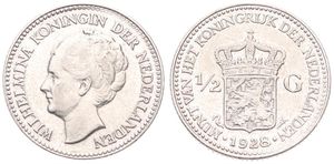 Netherlands, Kingdom, Wilhelmina I, 1/2 Gulden Silver 1928, Head left, KM 160, VF