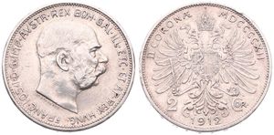 Austria, Empire, Franz Joseph I, 2 Corona Silver 1912, Head right, KM 2821, A.XF