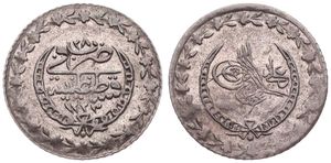 Turkey, Ottoman Empire, Mahmud II, 20 Para Silver AH1223/28, Toughra within wreath, KM 596, XF