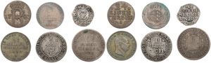 German States, Mixed States, Very nice lot with 6 different older silver circulation type coins including scarcer items, F/VF