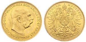 Austria, Empire, Franz Joseph I, 10 Corona Gold 1912, Head right / Crowned double headed eagle, KM 2816, UNC (*)