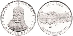 Turkey, Republic, 50 Lira Silver ND (1971), 900th Anniversary of the Battle of Malazgirt  Alparslan, KM 900, PROOF 