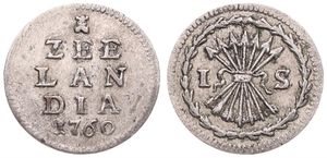 Netherlands, Zeeland Province, 1 Stuiver Silver 1760, Bundle of arrows within wreath, KM 95, VF