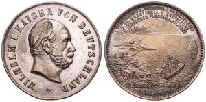 Germany, Empire, Medal in Copper-Nickel 1884, Declaration of German Protectorate of the Luderitz Colony in South West Africa, Head of Willem I right / Landscape, XF