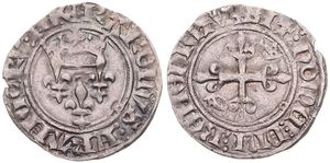 France, Kingdom, Charles VI, 1 Florette Silver ND (ca 1418), Crowned arms within circle / Floriated cross within circle, KM NL, VF