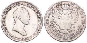 Poland, Kingdom, Alexander I, 5 Zlotych Silver 1830 KG, Laureate bust right, KM 116, Fine (slightly cleaned)
