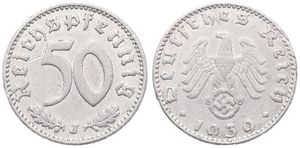 Germany, Third Reich, 50 Reichspfennig Aluminum 1939J, Eagle above swastika and date, KM 96, A.VF