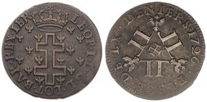 German States, Lorraine (Duchy), Leopold Joseph as Leopold I, 60 Deniers Silver 1726, Crowned cross of Lorraine in field of eagles, KM 79, RARE, A.XF