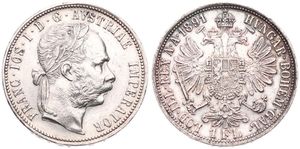Austria, Empire, Franz Joseph I, 1 Florin Silver 1891, Laureate bust right, KM 2222, XF