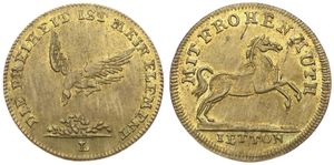 Germany, Empire, Token in Brass ND, Die Freiheit ist mein Element - Mit frohen Muth, Flying eagle descending / Rearing horse right, XF/AU