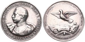 German States, Prussia, Medal in Silver ND, Verband Deutscher Brieftauben Liebhaber Verein, Dove in flight left / Head of Wilhelm II left, VF (cleaned)