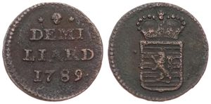 Luxembourg, Grand Duchy, Joseph II, 1/2 Liard Copper 1789, Crowned arms, KM 10, Fine