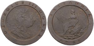 Great Britain, Kingdom, George III, 2 Pence (Cartwheel) Copper 1797, Laureate bust right within circle, KM 619, F/VF