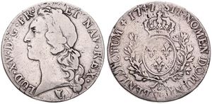 France, Kingdom, Louis XV, 1 Ecu Silver 1747I, Head with headband left, KM 512.10 (Limoges), RARE DATE !, A.VF
