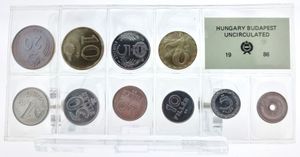 Hungary, Peoples Republic, Official Annual Mint Set 1986 (10) in original packaging, KM MS16, UNC