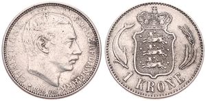 Denmark, Kingdom, Christian X, 1 Krone Silver 1916, Head right, KM 819, VF