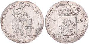 Netherlands, West Friesland Province, 3 Gulden Silver 1794, Crowned arms of West Friesland, KM 141.2, A.XF