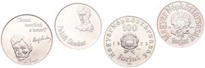 Hungary, Peoples Republic, 50 & 100 Forint Silver 1973, 150th Anniversary of the birth of the poet Sandor Petofi, KM 599/600, UNC