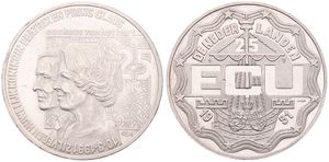 Netherlands, Kingdom, Beatrix, 25 Ecu Silver 1991, 25th Wedding Anniversary, KM X 37, PROOF