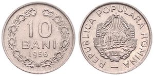 Romania, Peoples Republic, 10 Bani Copper-Nickel 1956, National emblem, KM 84.3, UNC