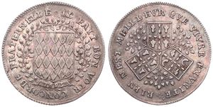 France, Corporations Les Bouchers, Token in Silver 1693, Three shields in triangle from Saint-Yon, Thibert & Ladehors / Arms from the Boucheries within wreath, VERY RARE, XF