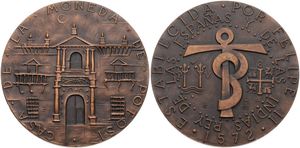 Spain, Kingdom, Franco, Medal in Bronze 1968, Casa de la Moneda de Potosi Building / Establecida por Felipe II 1572 Rey de las Espanas y de las Indias, UNC