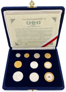 Monaco, Principality, Rainier III, Official Annual UEB (Switzerland) Mint Set 1995 (10) in original packaging, KM SS?, SCARCE, UNC