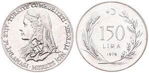 Turkey, Republic, 150 Lira Silver 1979, F.A.O. - Anatolic bride's head left, KM 929.1, UNC