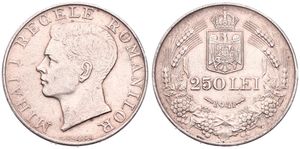 Romania, Kingdom, Mihai I, 250 Lei Silver 1941, Head left, KM 59.2, VF