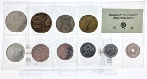 Hungary, Peoples Republic, Official Annual Mint Set 1985 (10) in original packaging, KM MS15, UNC