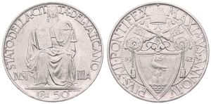 Vatican City, City State, 50 Centesimi Stainless Steel 1942/IV, Justice seated, KM 34, UNC
