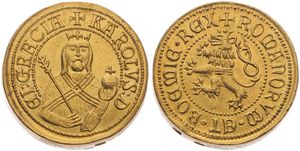 Bohemia, Kingdom, Medal (Heavy) in Aluminum-Bronze ND, Karolus within beaded circle / Crowned Lion in beaded circle, UNC (Restrike sold in Prague's Old Town Square)