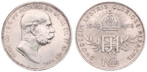 Austria, Empire, Franz Joseph I, 1 Corona Silver ND (1908), 60th Anniversary of Reign, KM 2808, XF