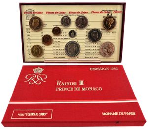 Monaco, Principality, Rainier III, Official Annual Mint Set 1982 (11) in original packaging, KM SS6, SCARCE, UNC