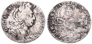 Great Britain, Kingdom, William III, 6 Pence Silver 1697, Laureate bust right, KM 484, Fine +
