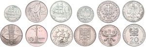 Poland, Mixed Reigns, Good lot with 6 different older circulation & commemorative type coins in nice grades including better items...
