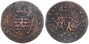 Luxembourg, Grand Duchy, Maria Theresia, 1 Liard Copper 1760, Crowned ornated shield, KM 3, RARE KEY DATE !, A.F