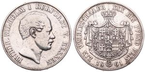 German States, Hesse-Cassel, Friedrich Wilhelm I, 1 Thaler Silver 1861, Head right, KM 621.2, VF (slightly cleaned)