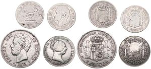Spain, Kingdom, Mixed Reigns, Good lot with 4 different older silver circulation type coins in nice grades including better items...