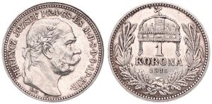 Hungary, Kingdom, Franz Joseph I, 1 Korona Silver 1915KB, Laureate head right, KM 492, A.UNC