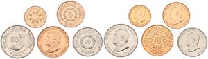 Turkmenistan, Republic, 1, 5, 10, 20 & 50 Tenge 1993, President's head left, KM 1/5, UNC