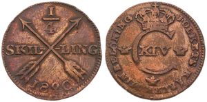 Sweden, Kingdom, Carl XIV Johan, 1/4 Skilling Copper 1820, Crowned Monogram, KM 595, VF