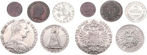 Austria, Republic, Good lot with 5 different older silver & copper circulation type coins in nice grades including better items...